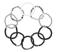 ULTECHNOVO 10pcs Dad Bracelets Polymer Clay Beaded Stretch Bracelet Set with Secure Elastic Design and Comfortable Fit Black and White Wrist Decor for Father's Day or Birthday Gift