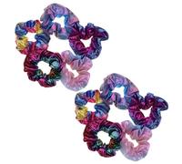 ULTECHNOVO 10pcs Gradient Color Fabric Scrunchies for Women Double-sided Shimmer Hair Bands Soft Elastic Ponytail Holders for Stylish Hairstyles Multi-color Including Pink Blue and Rainbow