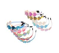 ULTECHNOVO 10pcs Heart Hairband for Boy Girl Scallion Powder Sequin Design Pack Delicate Heart Shaped Headband for Girls for Boys and Christmas and Coronation Occasions