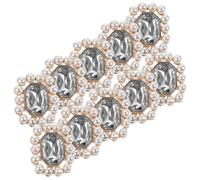 ULTECHNOVO 10pcs Rhinestone Buttons Decor Alloy White Rectangular Pearl Buttons for Clothes with Holes for Sewing Bright Colors for DIY Crafts Project