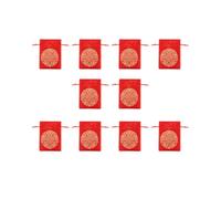 ULTECHNOVO 10pcs Satin Drawstring Pouch, Red Chinese Style Wedding Sweet Bag for Wedding Sweets and Chocolates, Storage and Protection, Party and Travel