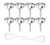 ULTECHNOVO 10pcs Small Metal Dispensing Funnels Set with 8 Silver Large Funnels and 2 Spring Dropper 3ml Perfume Filling Supplies for Essential Oil Bottle Refilling