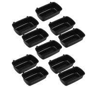 ULTECHNOVO 10pcs Small Pet Food Bowls Black Plastic Rectangular Hanging Bowls for Parrot Cage and Small Pets with Space Saving Installation and Wide Utility