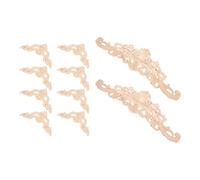 ULTECHNOVO 10pcs Unfinished Wood Carved Appliques Set, 8pcs Floral Corner Decals 16x8cm + 2pcs Long Decorative Appliques 40x12cm, Wooden Furniture Embellishments for Cabinet Door and Home