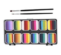 ULTECHNOVO 12 Color Face Painting Kit with Pigment Powder, Separate Compartments and Assorted Colours, Suitable for Fashion Show Or Sports Painting, Can Be Applied to Body Or Face