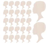 ULTECHNOVO 12pcs African Woman Face Cutouts Wooden Slices Khaki Easy to Paint Easy to Dye Women Head Silhouette Decor DIY Projects Party Decorations