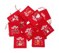 ULTECHNOVO 12pcs Christmas Drawstring Fabric Gift Bags with Sturdy Lint Material and Stylish Festive Design, Reusable Candy Goodie Bags for Sharing with Friends and Family at Christmas