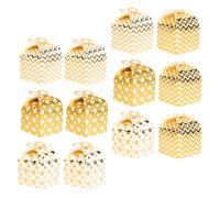 ULTECHNOVO 12pcs Gift Box Paper Candy Box Golden Star Wave Handle for Store and Organize Small Jewelry and Accessories Christmas Showers