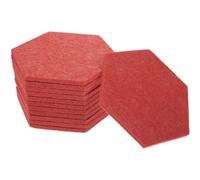 ULTECHNOVO 12Pcs Hexagon Felt Memo Boards Soundproofing Wall Tiles for Kindergarten Office Display Red Felt Notice Boards