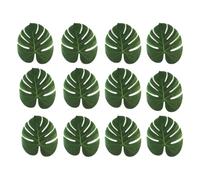 ULTECHNOVO 12pcs Large Artificial Monstera Palm Leaf Table Mats 29x35cm Tropical Fake Leaves Dining Table Decorations for Hawaiian Luau and Indoor Parties