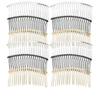 ULTECHNOVO 12pcs Matte Black Gold Silver Metal Side Hair Combs Wide Wire Twist Barrettes Clips for Secure Bridal Wedding Veil Holders and Daily Hair Styling