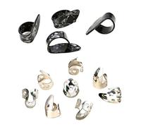 ULTECHNOVO 12Pcs Metal Finger Picks Set for Guitar Banjo Ukulele Stainless Steel and Celluloid Thumb Rings Comfortable Protective Design for Fingerstyle Players and Beginners