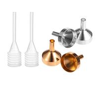 ULTECHNOVO 12pcs Metal Mini Funnels Set with 5 Gold and 5 Silver Small Funnels Plus 2 Spring Droppers 3ml for Transferring Perfume, Spice Powder, and Liquids in Kitchen and Craft Use