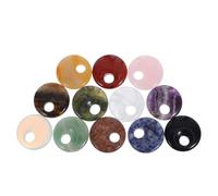ULTECHNOVO 12pcs Natural Stone Bead Pendants, Large round Charms | Polished Crystal Agate Finish, Side Drilled Hole, Secure Stringing for Leather and Elastic Cord