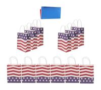ULTECHNOVO 12pcs Patriotic Paper Party Bags with Handles for 250th Independence Day Celebration, Large Capacity and Spacious Interiors with Red White Blue American Flag Design, for Outdoor