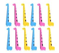 ULTECHNOVO 12pcs Portable Plastic Rulers with Cartoon Design, Scale Engraved Multi-Function Straight Rulers for Students, for Mapping and Surveying Color Assorted Style