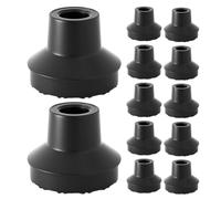 ULTECHNOVO 12pcs Rubber Walking Stick Tips Replacement Anti-slip Threaded Caps for 12mm Diameter Trekking Poles and Ski Poles Suitable for Seniors