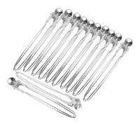 ULTECHNOVO 12Pcs Stainless Steel Hair Clips Hairdressing Partition Clips Salon Hair Styling Clamps Silver Long Nose for Professional Hairdressers
