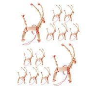 ULTECHNOVO 12pcs Straw Christmas Tree Decorations Handwoven Lightweight Reindeer Ornaments Rustic Farmhouse Scandinavian Holiday Tree Hanging Decor for Home Decor