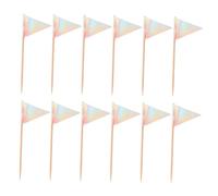 ULTECHNOVO 12pcs Triangle Cake Flags Cocktail Toothpicks for Dessert Cupcake Toppers Multifunctional Food Picks for Cheese Platters Fruits Appetizers Wedding and Party Decorations