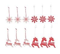 ULTECHNOVO 12pcs Wooden Christmas Pendants Lightweight Xmas Tree Hanging Decorations Cute Angel and Reindeer Ornaments for Festive Party and Home Decor