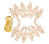 ULTECHNOVO 12pcs Wooden Nutcracker Christmas Ornaments Hanging Decorations with Hemp Rope, Classic Beige Wood Cutouts, Easy to Hang and Burr-Free for DIY and Christmas Theme Parties