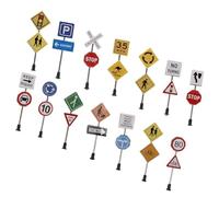 ULTECHNOVO 14pcs Mini Traffic Signs Realistic Micro Landscape Decorations for Sand Table Dioramas Educational Accessories for Railway and Architectural Layouts