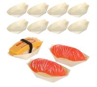ULTECHNOVO 150pcs Mini Wooden Sushi Boats Sashimi Serving Dish Food Containers for Snacks Salads and Desserts