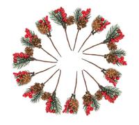 ULTECHNOVO 15pcs Artificial Red Berry Stems Christmas Flower Picks with Pine Needles Realistic Faux Berry Branches for Xmas Tree Garland Wreath Holiday Decor