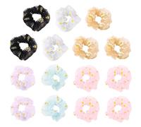 ULTECHNOVO 15pcs Elastic Mesh Hair Scrunchies Ponytail Hair Ties Delicate Mixed Color Accessories for Women Festival Parties Random Color