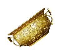 ULTECHNOVO 1Pc Golden Sacrificial Bowl Offering Decor for Home Festivals Featuring Carved Fish Insects Creative for Buddha Supplies Rituals