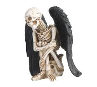 ULTECHNOVO 1pc Skull Figurine Angel Wings Desktop Decor for Halloween Party Unique Lifelike Skeleton Ornament Handmade Retro Style Skull Head Sculpture