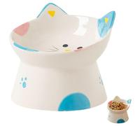 ULTECHNOVO 1pcs Ceramic Elevated Cat Bowl Pet Bowl with Stable Bottom and Anti-knockover Design Shallow and Wide round Shape for Daily Life Use Suitable for Cats and Pets