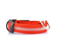 ULTECHNOVO 2.5cm Nylon LED Pet Collar for Dogs with High Visibility the Dark and Multiple Light Modes, Red Lighted Circular Collar Suitable for Camping and Lost at Night, Size Xl
