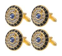 ULTECHNOVO 2 Pairs Alloy Rhinestone Cufflinks for Men with Precise Setting Techniques and Firm Stone Placement, Unique round Eye Design, Suitable for French Cuff Shirts, for Wedding