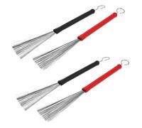 ULTECHNOVO 2 Pairs Retractable Wire Drum Brushes with Handles Dual Color Jazz Drumsticks for Snare Drums Percussion Accessories Portable Music Instrument Equipment