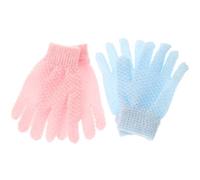 ULTECHNOVO 2 Pairs Spa Gloves Bath Glove Scrubber Body Scrub Exfoliator with Fine Raised Mesh Easy to Reach Back Polyester Material Assorted Color for Shower Bathing