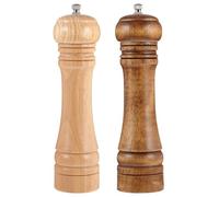 ULTECHNOVO 2 Pcs 8-inch Wooden Manual Pepper Grinders Set Natural and Vintage Finish Pepper Mills for Kitchen Use with Adjustable Coarseness