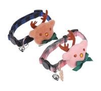 ULTECHNOVO 2 Pcs Adjustable Christmas Pet Flower Collar with Cartoon Bow, Blue Cotton Cloth Material, Easy to Put and Take, Chic Design for Dogs and Cats during Festive Season