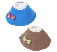 ULTECHNOVO 2 Pcs Anti-Pecking Neck Ring Protective Bird Collar Felt Cloth Bow Blue Brown for PET Birds Allows Normal Eating Sleeping Drinking