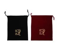 ULTECHNOVO 2 Pcs Hair Dryer Storage Organizer Drawstring Bag Black Cloth Multi-Purpose Foldable Beautiful Simple Colour Matching for Home and Guest Room