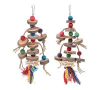 ULTECHNOVO 2 Pcs Hanging Parrot Chewing for Birds and Parrots Wooden Beads Bird Cage Decoration Fun and Chewing for Cage Hanging