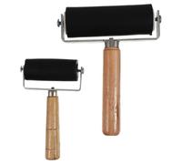 ULTECHNOVO 2 Pcs Rubber Roller Drawing Rollers with Wooden Handle, Easy to Grip for Painting Large Area Quickly, for Printmaking and Painting Projects
