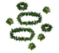 ULTECHNOVO 2 Sets Artificial Leaves Necklace Set Fabric Tropical Party | Green Lifelike Leaf Design, Elastic Bands and Lightweight Fit, Reusable for Weddings and Beach Events