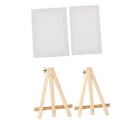 ULTECHNOVO 2 Sets Wooden Mini Easel and Canvas Desktop Painting Rack with Frames Portable Artist Display Stand for Drawing Craft and Artwork Presentation