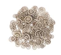 ULTECHNOVO 200pcs Blank Wood Cutouts Unfinished Wooden Gear Circles for Craft DIY Projects and Home Decor Wood Wooden Cogwheels Interlocking Wheels Style