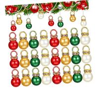 ULTECHNOVO 200pcs Mini Christmas Tree Hanging Ornaments Faux Pearl Small Baubles in Red Gold Green White Easy to Hang Reusable Xmas Decorations for Mini Trees and Holiday Crafting