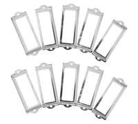 ULTECHNOVO 20pcs Antique Style Iron Label Holders with Pull Handles for Office and Library Drawers, Silver Metal Frames for Business Cards and Documents, Easy Slide and Secure Label Tags