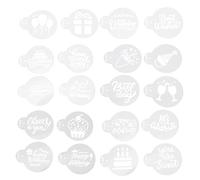 ULTECHNOVO 20pcs Birthday Powdered Sugar Sieve Coffee Art Stencils Cake Decorating Templates White DIY Baking Cappuccino Dusting Tools for Home Kitchen