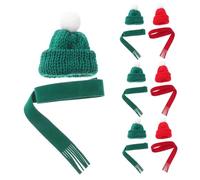 ULTECHNOVO 20pcs Mini Knit Hat Scarf Set for DIY Crafts Soft Knitted Tiny Santa Cap Ornaments for Doll Accessories Wine Bottle Toppers Holiday Decorations Festive Christmas Embellishments